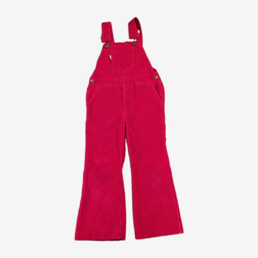 Vintageâ Levis Kids Corduroy Overalls Size 6 Juv Red Big E White Tab 70s SF207